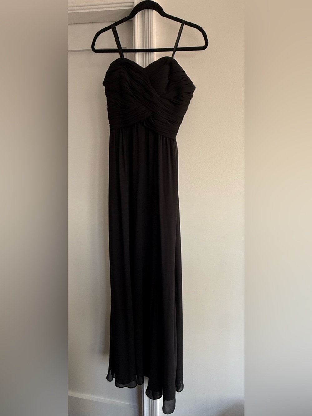 Lauren Ralph Lauren Black Ruched Twist-Front Maxi Dress with Spaghetti Straps